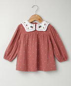 Peter Pan Collar Cotton Dress & Bloomer Co-ord Set - Brown