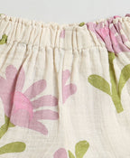 Daisy Print Ruffle Organic Cotton Co-ord Set - Beige