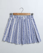 Cotton Jacquard Skirt - Blue & White