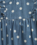 Daisy Dot Denim Romper - Blue