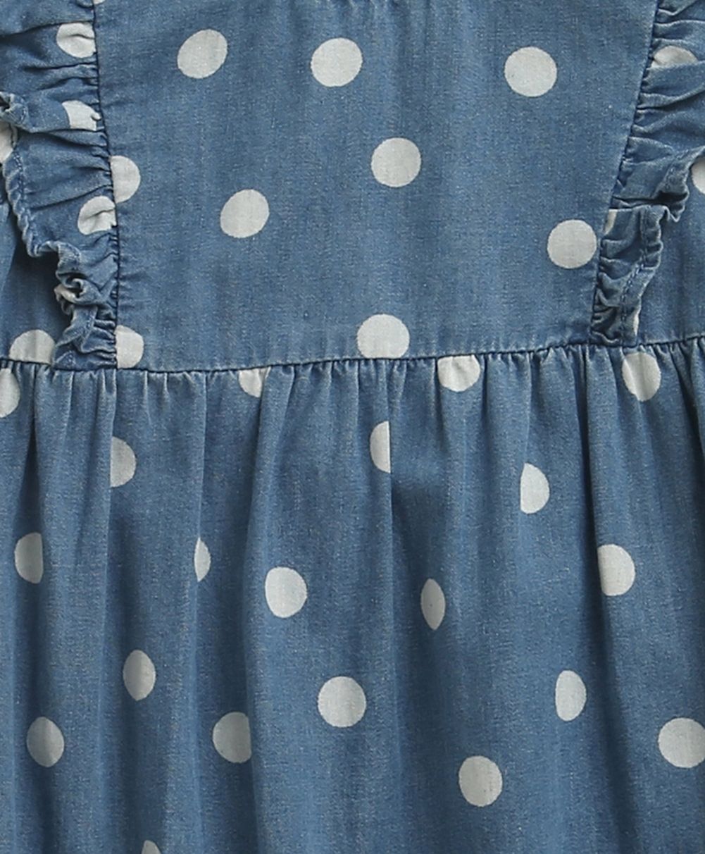 Daisy Dot Denim Romper - Blue