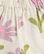 Daisy Print Ruffle Organic Cotton Co-ord Set - Beige