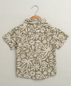 Baby Boys Tropical Bloom Cotton Co-ord Set - Olive & Beige