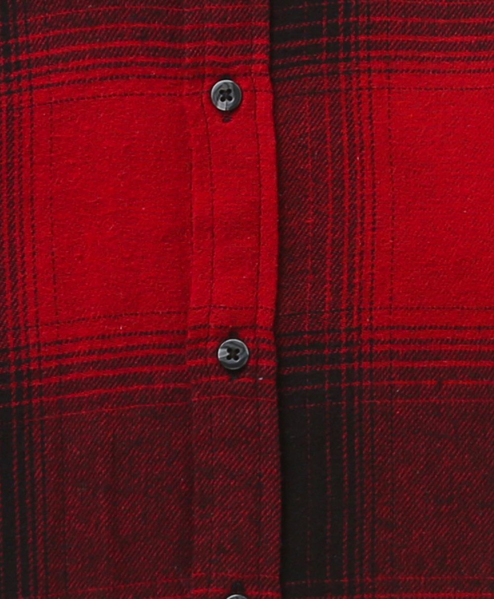 Sweetlime By As Checks Cotton Flannel Hoodie Long Sleeve Shirt detachable hoodie - Red & Black