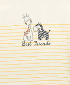 Unisex Best Friends Cotton Jersey  T-shirt -  Off-White