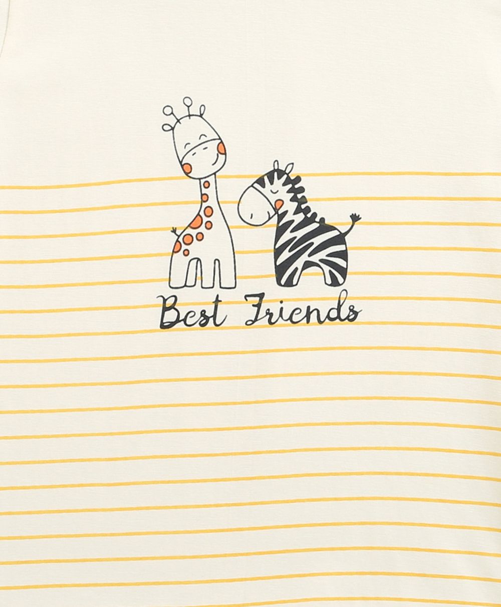 Unisex Best Friends Cotton Jersey  T-shirt -  Off-White
