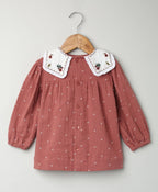 Peter Pan Collar Cotton Dress & Bloomer Co-ord Set - Brown