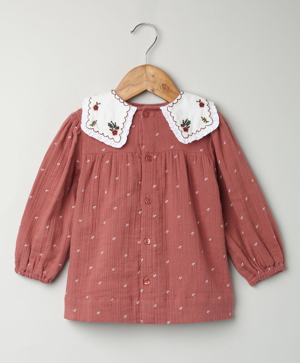 Peter Pan Collar Cotton Dress & Bloomer Co-ord Set - Brown