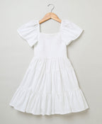 Ruffled Cotton Dress - White