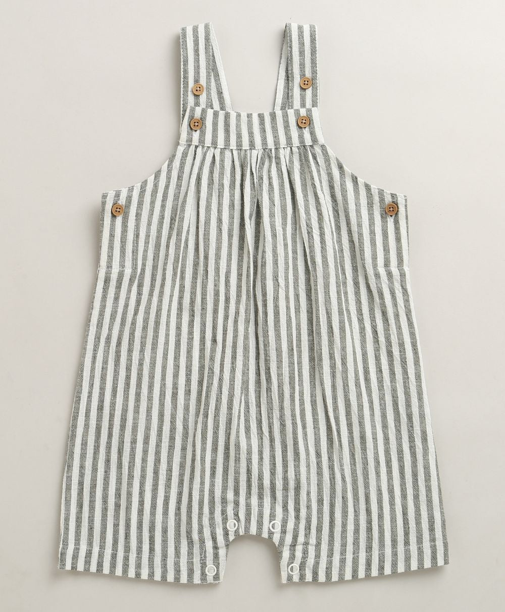 Unisex Little Wanderer Summer Cotton Romper & White T-shirt Set - Grey & White