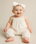 Baby Girls' Cotton Tiny Petal Summer Romper & Hairband Set - White