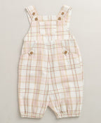 The Little Farmhouse Plaid Organic Cotton Romper & White T-shirt Set - Pink & Beige