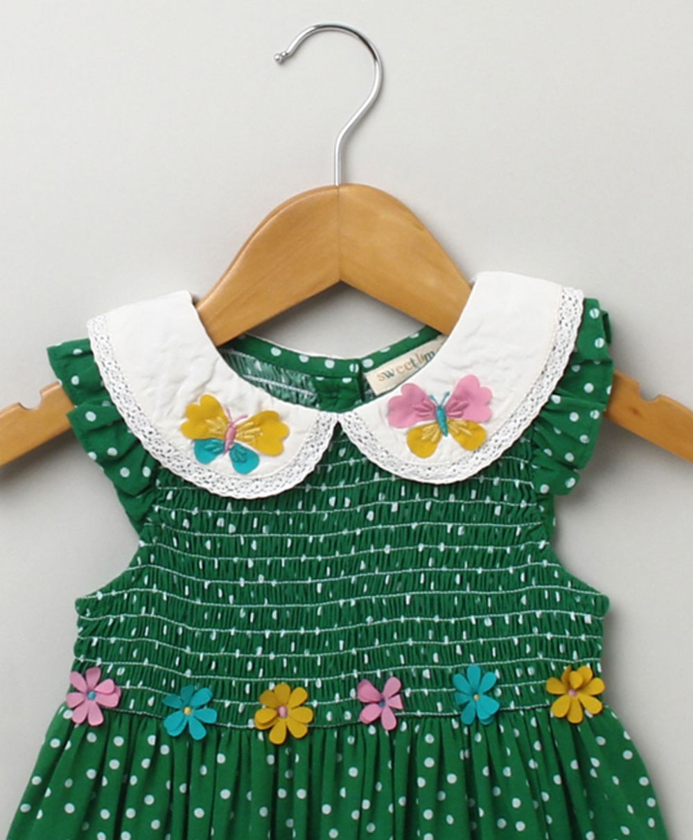 Polka Dot Printed Dress - Green