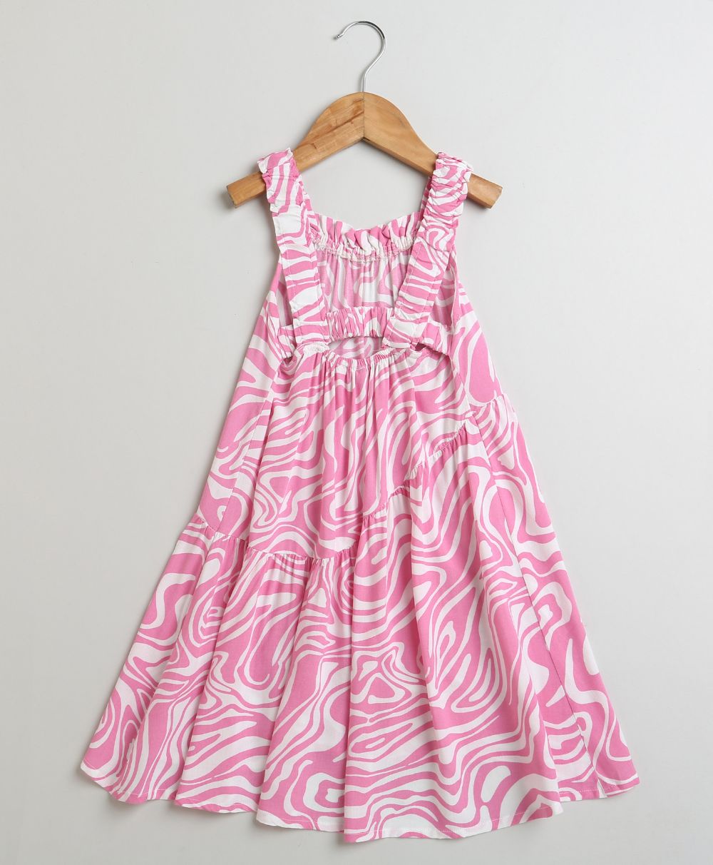 Pink & White Wavy Striped Dress - Pink