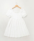 White Jersey A Line Dress - White