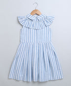 Striped Cotton Sun Dress - Blue & White