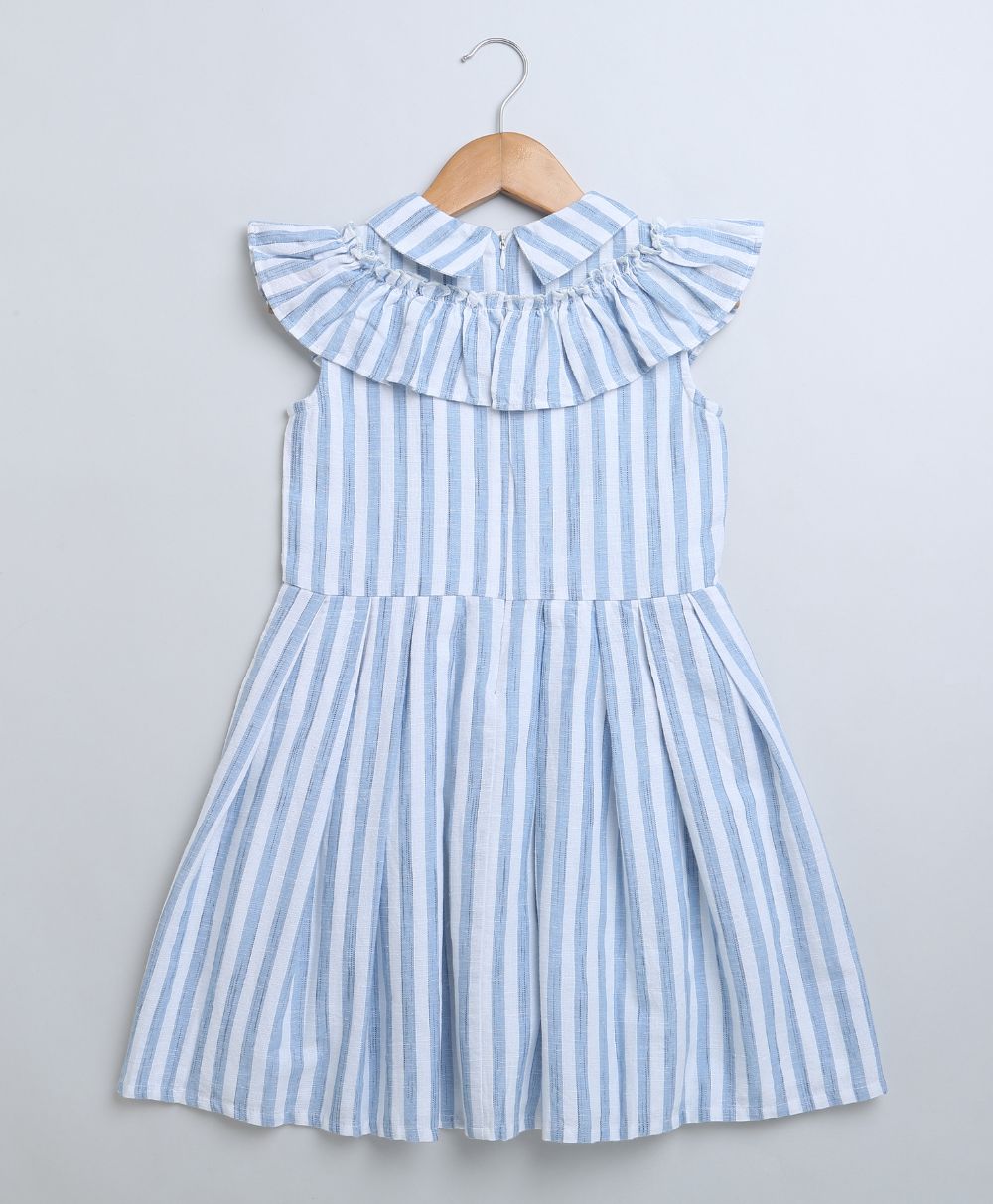 Striped Cotton Sun Dress - Blue & White