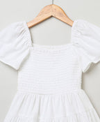 Ruffled Cotton Dress - White