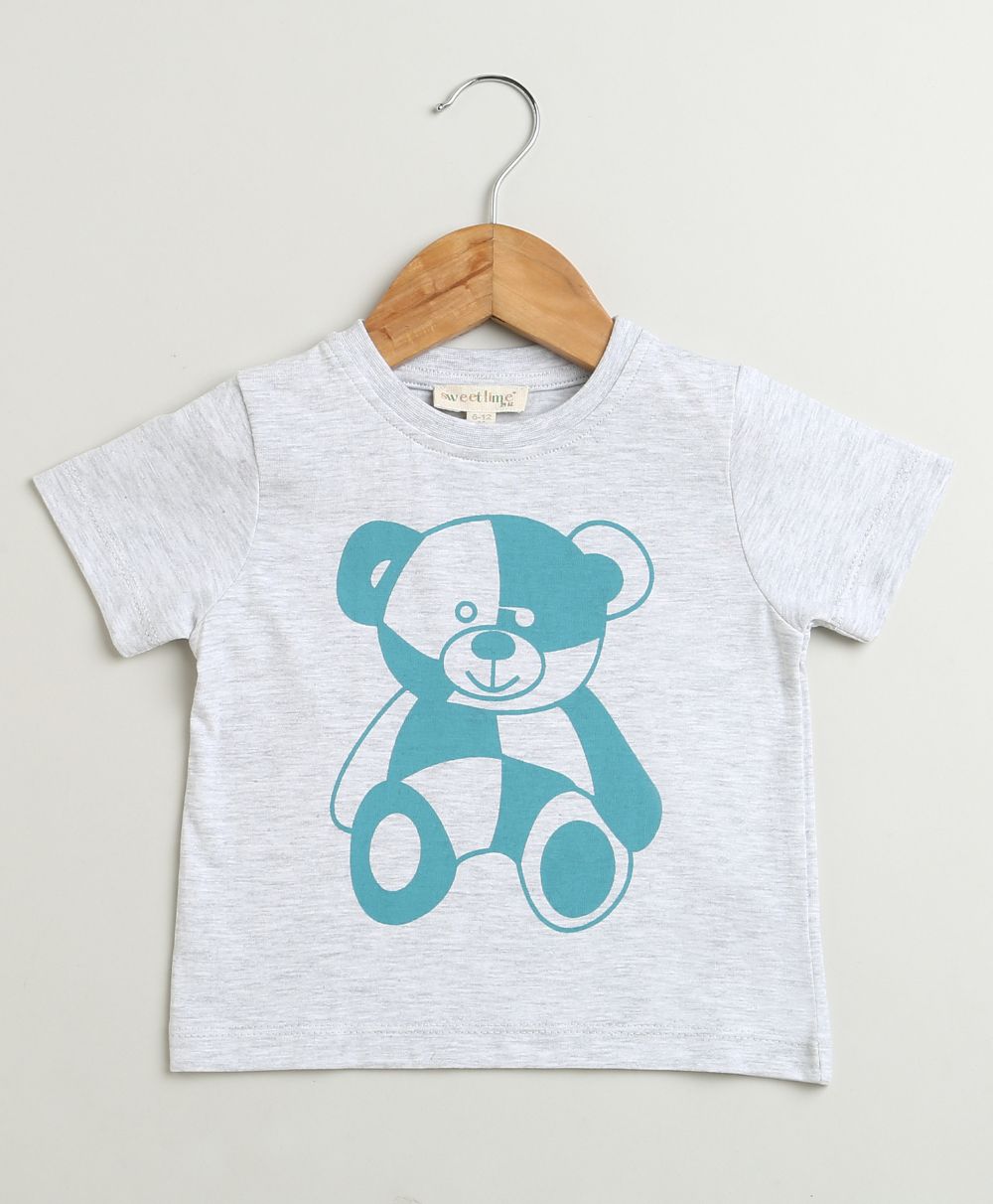 Teddy Bear Co-ord Set - Grey & Blue
