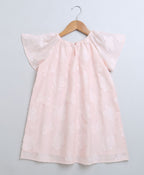 Jacquard A-Line Cotton Dress - Rose Pink