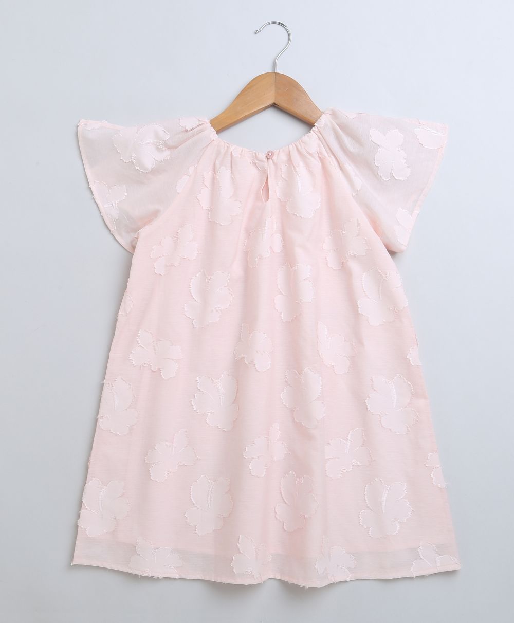 Jacquard A-Line Cotton Dress - Rose Pink