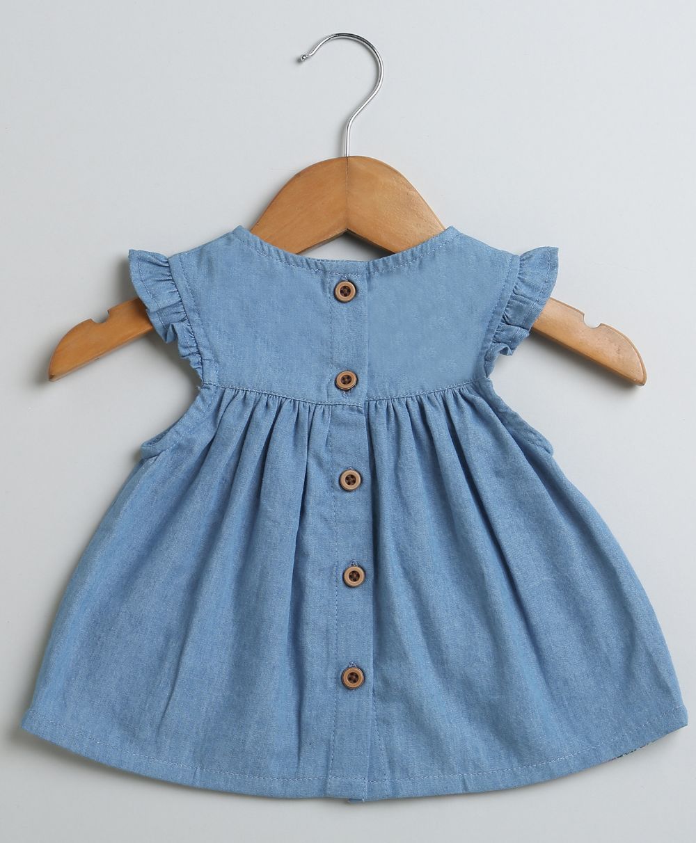 Rabbit Print Denim Top & Cotton Twill Shorts - Blue & Green