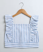 Striped Cotton Co-ord Set - White & Blue