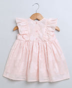 Jacquard Flared Cotton Dress - Rose Pink