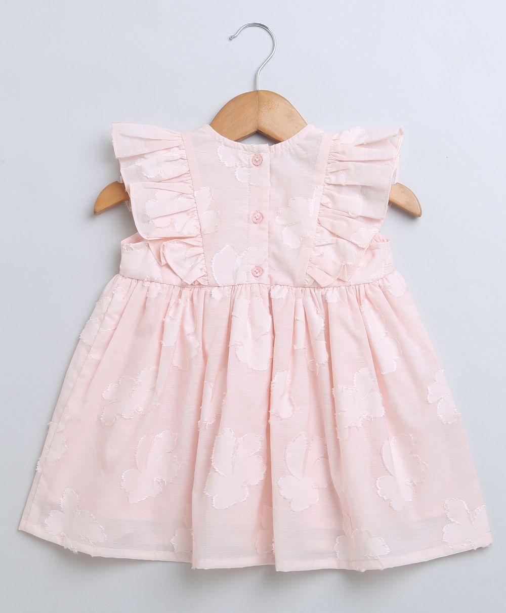 Jacquard Flared Cotton Dress - Rose Pink
