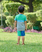 Color Blocked Co-ord Set - Green and Blue