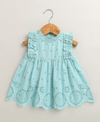 Baby Girls' Bluebell Fairy Organic Cotton Ruffle Dress, Hat and Bloomer Set -Sea Green