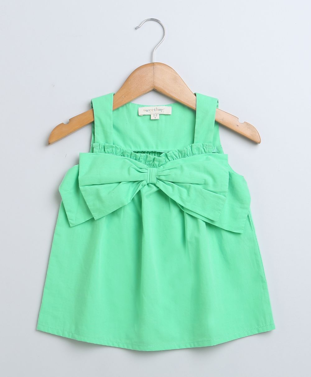 Sleeveless Cotton Top & Shorts Co-ord Set - Green & Multicoloured