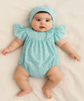 Baby Girls'  Bluebell Fairy Organic Cotton Romper & Bonnet Set - Sea Green