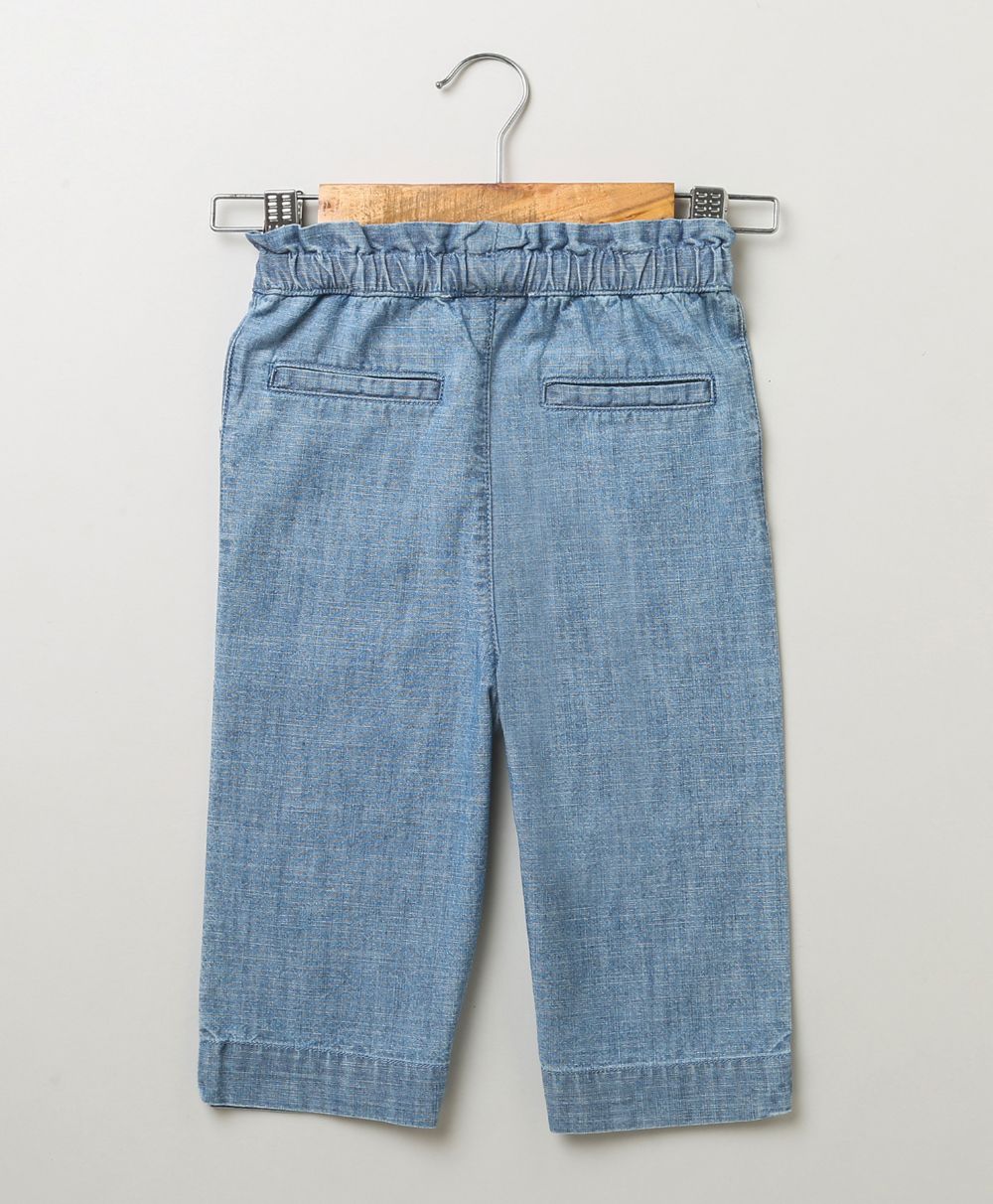 Cropped Chambray Pants - Blue