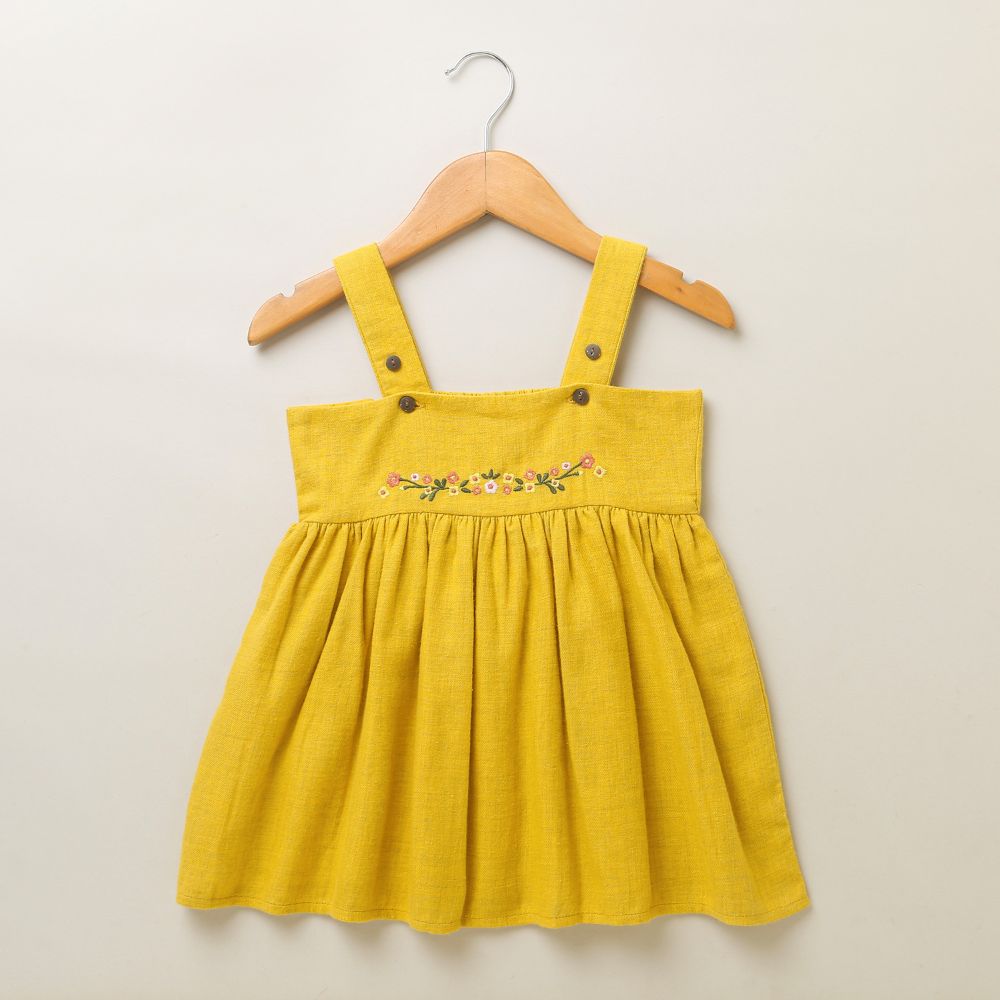 Dress With White Body Suit - Mustard