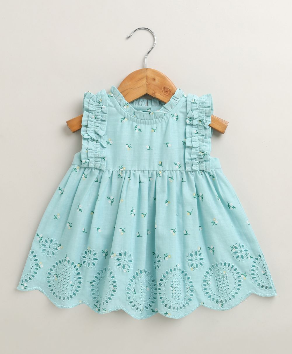 Baby Girls' Bluebell Fairy Organic Cotton Ruffle Dress, Hairband and Bloomer Set -Sea Green