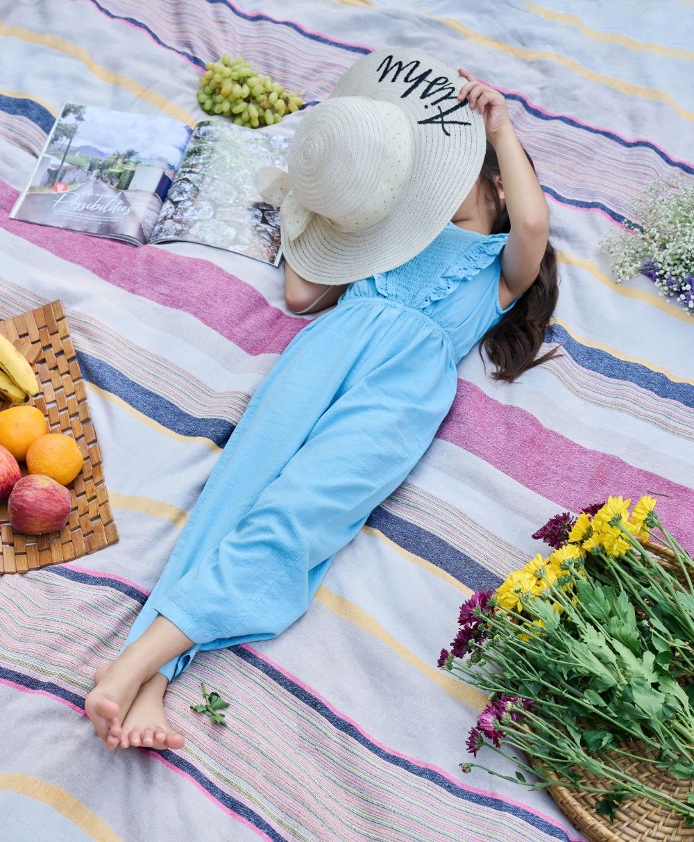 Seersucker Jumpsuit - Light Blue