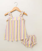 Multicoloured Striped Blouse with a Bloomer - Multicoloured
