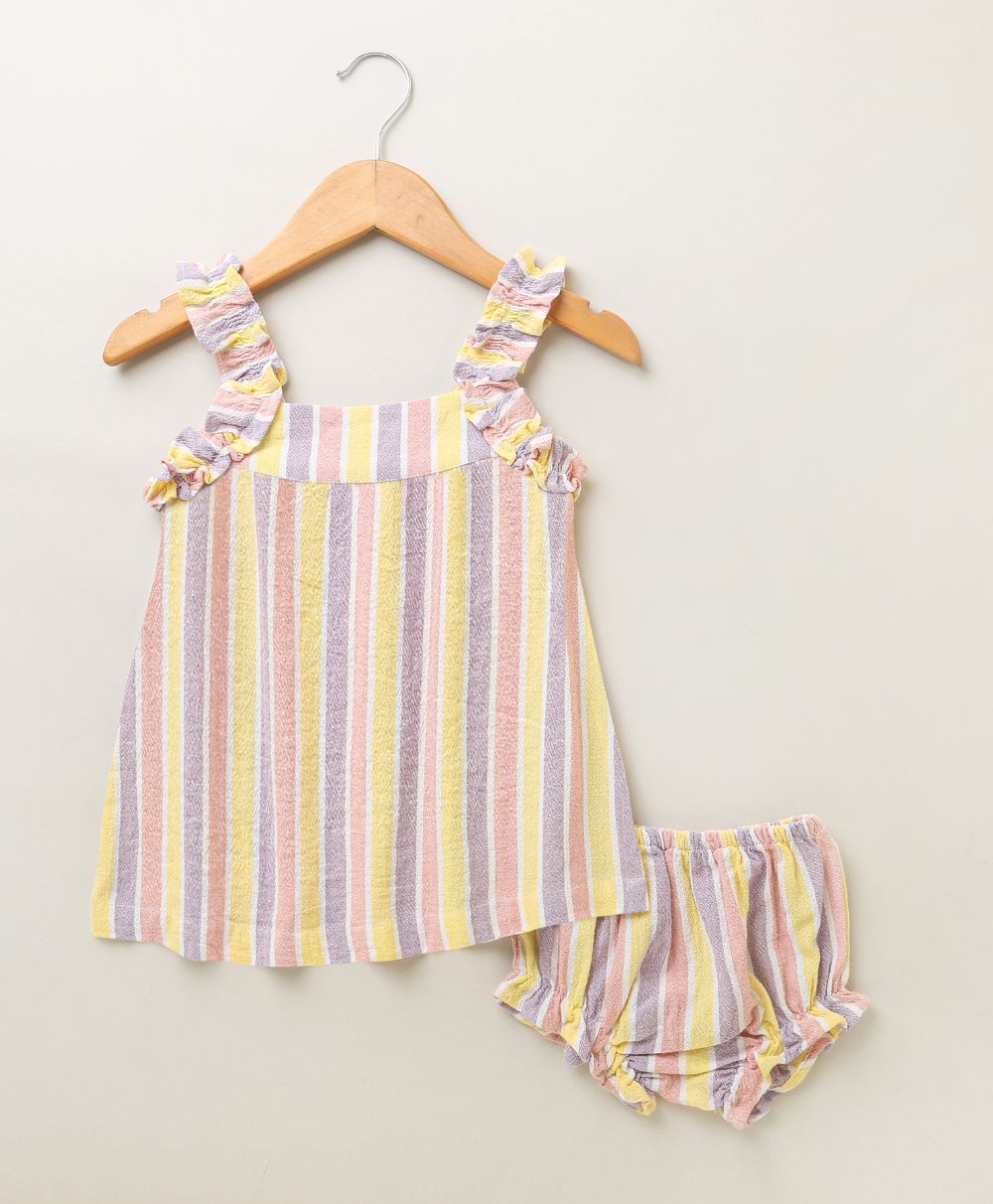Multicoloured Striped Blouse with a Bloomer - Multicoloured