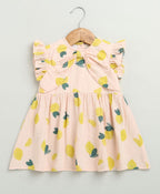 Lemon Print Organic Cotton Co-ord Set - Peach