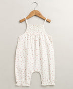 Baby Girls' Cotton Tiny Petal Summer Romper & Hat Set - White