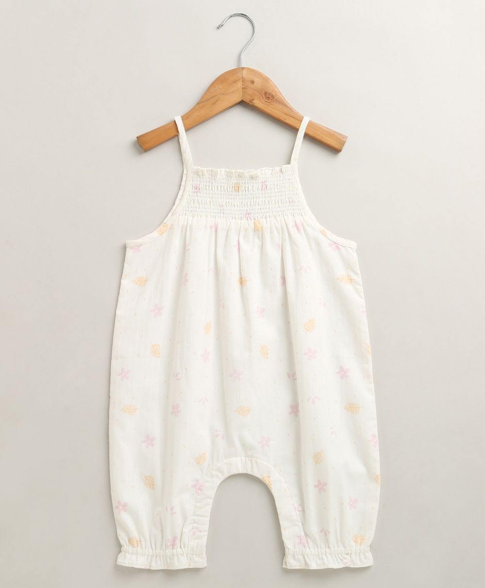 Baby Girls' Cotton Buttercup Breeze Romper & Hat Set - White