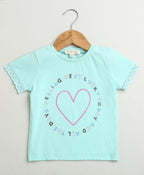 Lucky Heart T-shirt & Bow-Tie Cotton Twill Shorts Co-ord Set - Blue & White