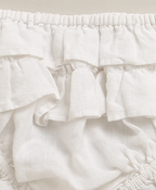 Ivory Blossom Lace Linen Dress & Bloomer - White