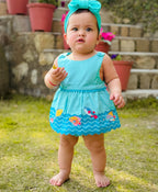 Sleeveless Cotton Dress and Bloomer Coord Set - Sky Blue