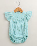 Baby Girls'  Bluebell Fairy Organic Cotton Romper & Bonnet Set - Sea Green