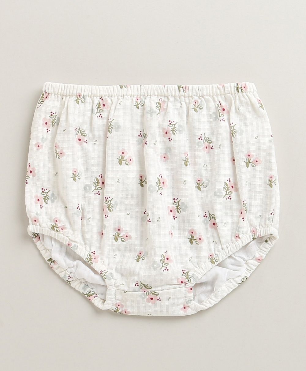 Sweetlme By AS Sweet Blossom Ruffle Organic Cotton Dress & Bloomer Set with Hairband - Off White