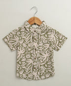 Baby Boys Tropical Bloom Cotton Co-ord Set - Olive & Beige