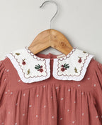 Peter Pan Collar Cotton Dress & Bloomer Co-ord Set - Brown