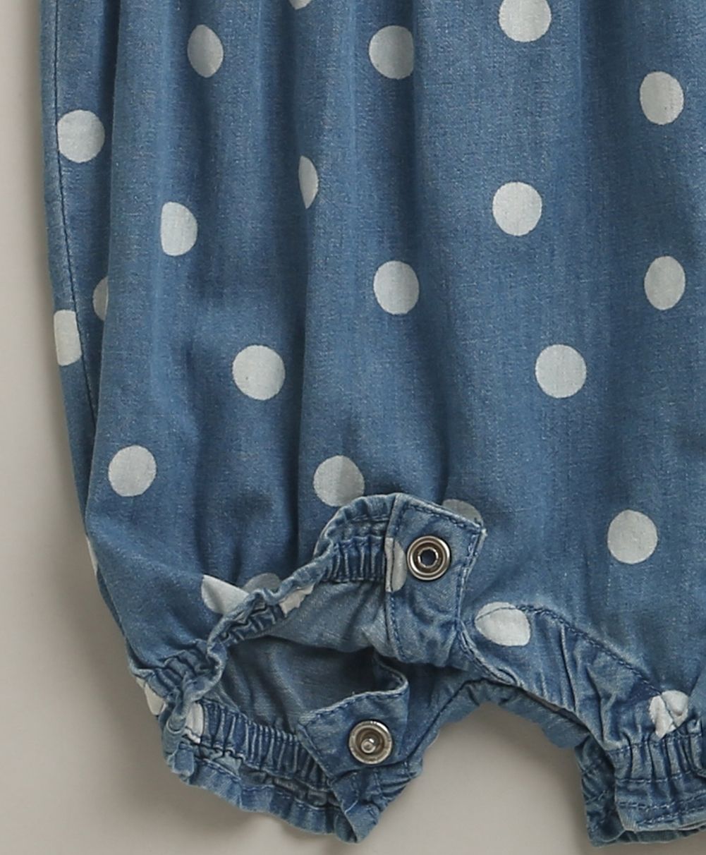 Daisy Dot Denim Romper - Blue